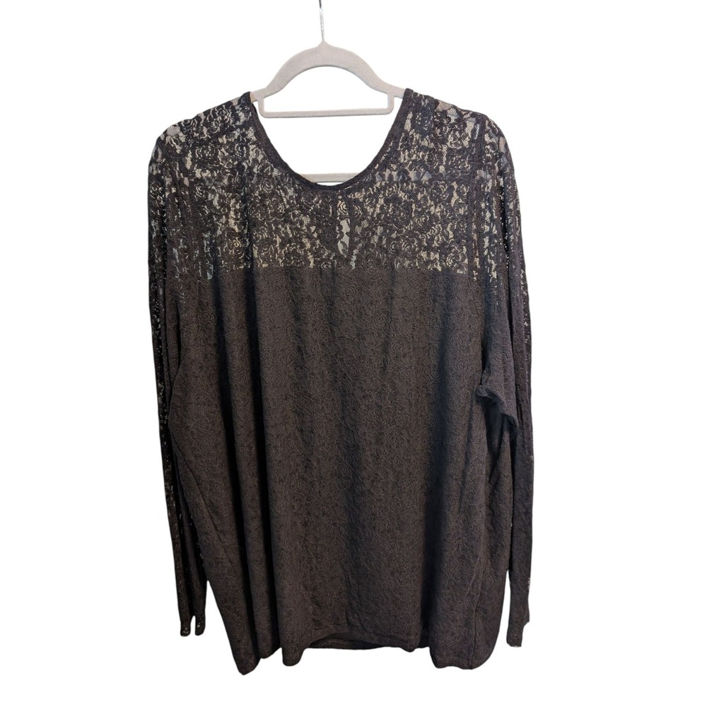 Lauren Ralph Lauren Women's Black Lace Overlay Top Tunic Plus Size 1X‎ NWT